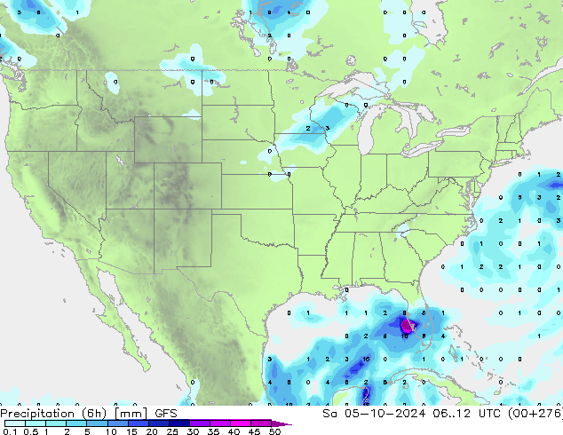 Z500/Rain (+SLP)/Z850 GFS sam 05.10.2024 12 UTC