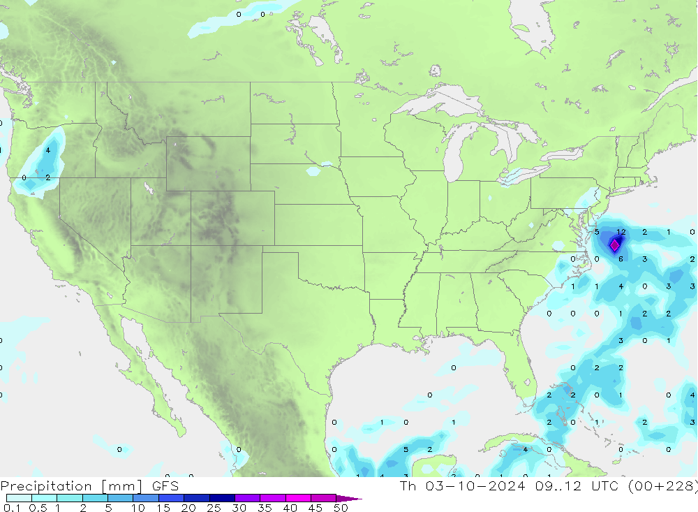 осадки GFS чт 03.10.2024 12 UTC