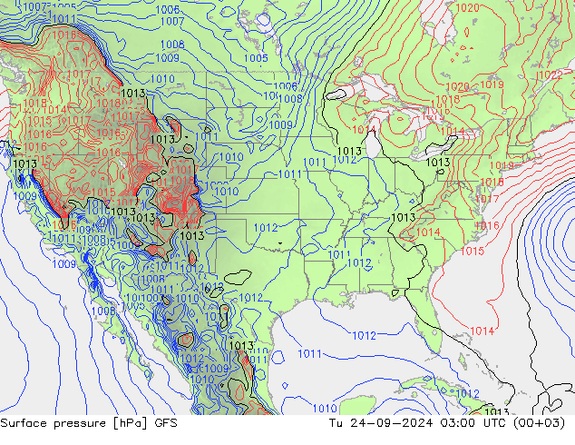 Surface pressure GFS Tu 24.09.2024 03 UTC