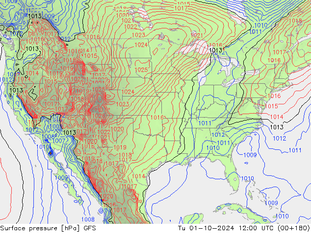 Pressione al suolo GFS mar 01.10.2024 12 UTC