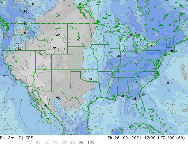 RH 2m GFS gio 26.09.2024 12 UTC