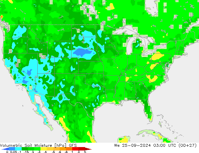 Volumetric Soil Moisture GFS We 25.09.2024 03 UTC