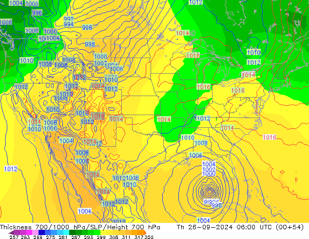 Thck 700-1000 hPa GFS jeu 26.09.2024 06 UTC