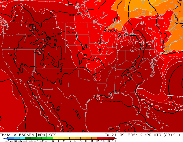 Theta-W 850hPa GFS Tu 24.09.2024 21 UTC