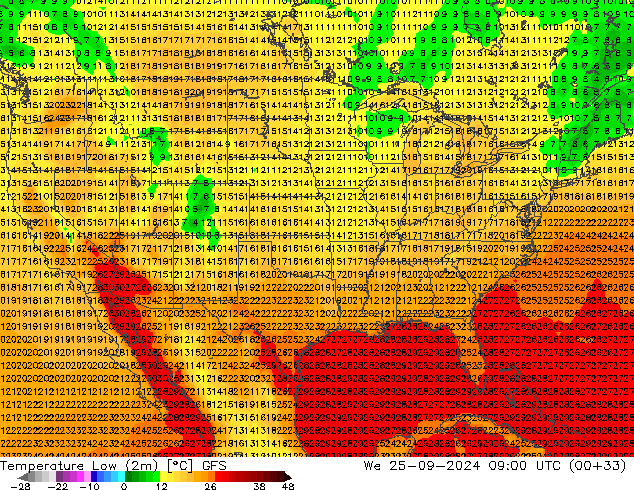 Min.  (2m) GFS  25.09.2024 09 UTC