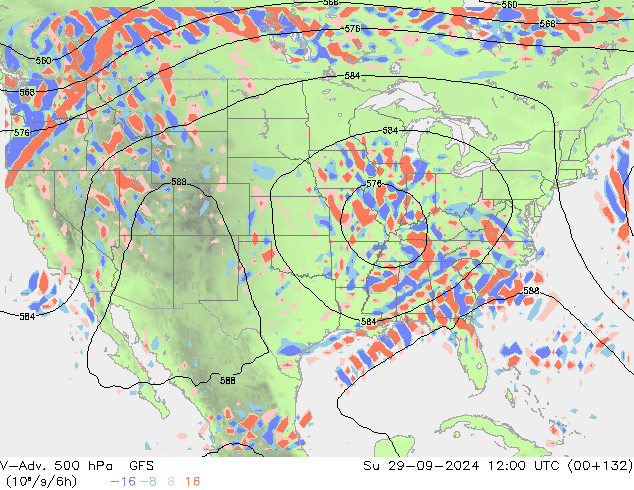 V-Adv. 500 hPa GFS zo 29.09.2024 12 UTC