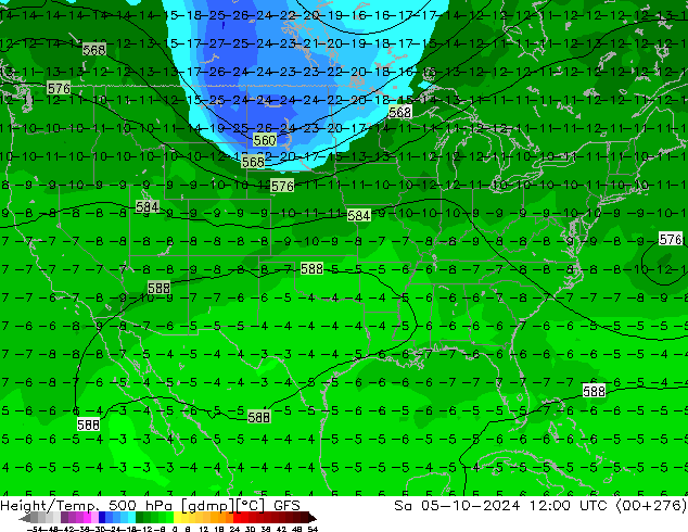 Z500/Rain (+SLP)/Z850 GFS sam 05.10.2024 12 UTC