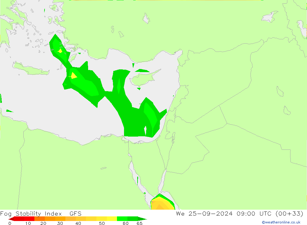 Fog Stability Index GFS Mi 25.09.2024 09 UTC