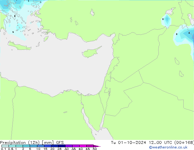 Precipitación (12h) GFS mar 01.10.2024 00 UTC