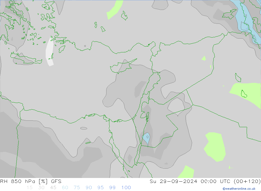 RH 850 hPa GFS Ne 29.09.2024 00 UTC