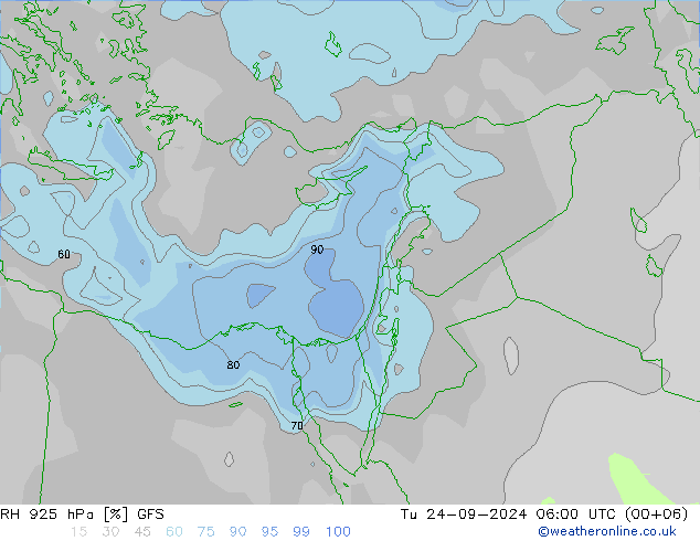 RH 925 hPa GFS  24.09.2024 06 UTC