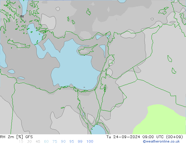 Humedad rel. 2m GFS mar 24.09.2024 09 UTC