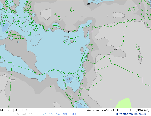 RH 2m GFS We 25.09.2024 18 UTC