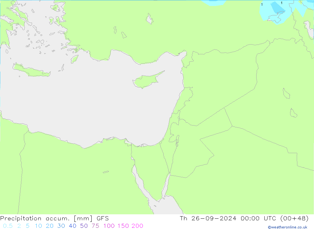 Precipitation accum. GFS Čt 26.09.2024 00 UTC