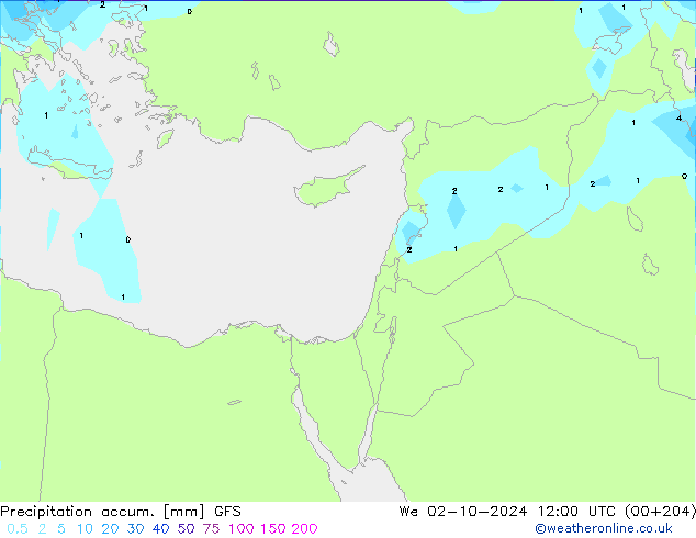 Precipitation accum. GFS ср 02.10.2024 12 UTC