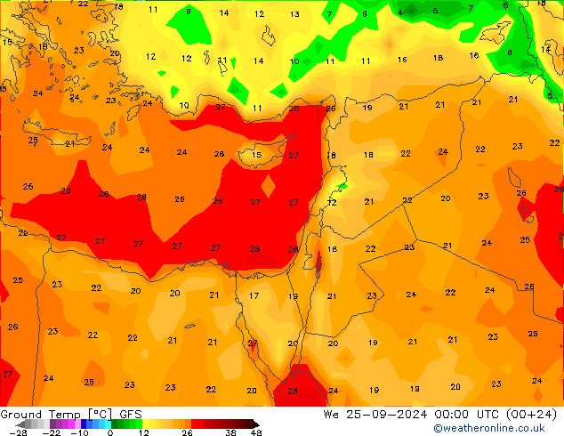 Ground Temp GFS We 25.09.2024 00 UTC