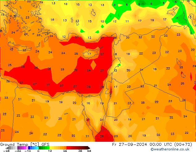 Ground Temp GFS Fr 27.09.2024 00 UTC