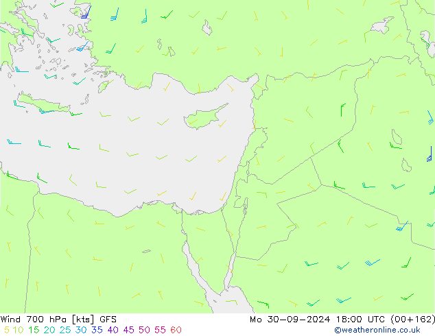 Wind 700 hPa GFS Mo 30.09.2024 18 UTC