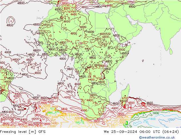 Freezing level GFS St 25.09.2024 06 UTC