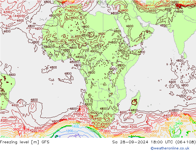 Nulgradenniveau GFS za 28.09.2024 18 UTC