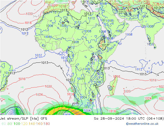 Courant-jet GFS sam 28.09.2024 18 UTC