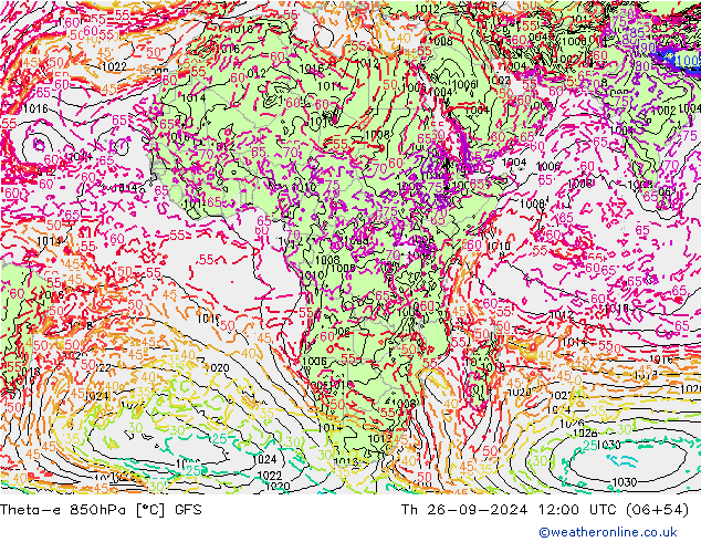 Theta-e 850hPa GFS septiembre 2024