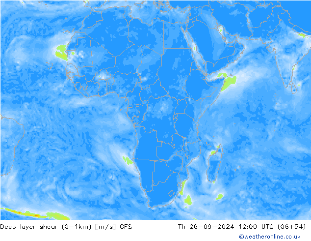 Deep layer shear (0-1km) GFS September 2024