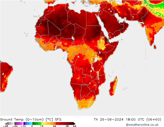 Ground Temp (0-10cm) GFS Th 26.09.2024 18 UTC
