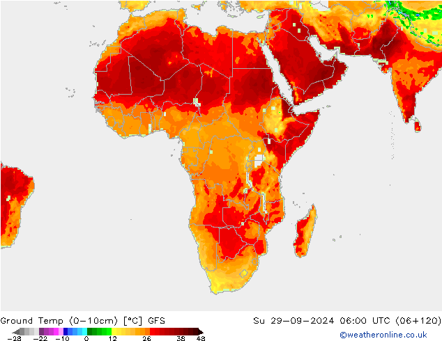 Ground Temp (0-10cm) GFS Su 29.09.2024 06 UTC