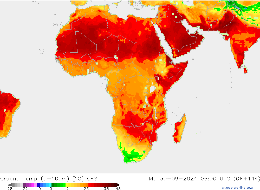 Ground Temp (0-10cm) GFS Mo 30.09.2024 06 UTC