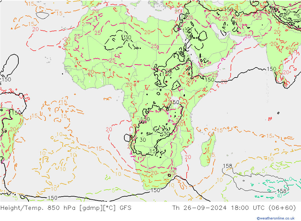 Z500/Yağmur (+YB)/Z850 GFS Per 26.09.2024 18 UTC