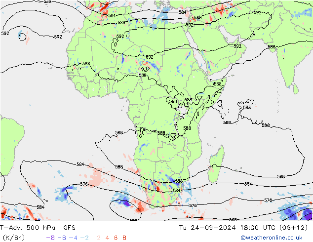 T-Adv. 500 hPa GFS Tu 24.09.2024 18 UTC