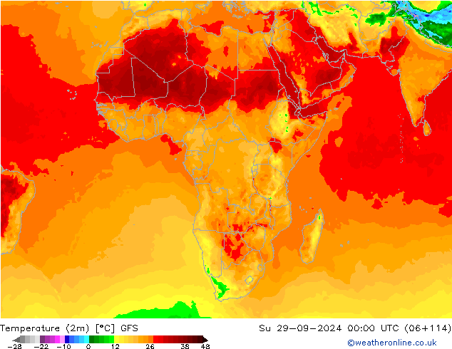 Temperature (2m) GFS Su 29.09.2024 00 UTC