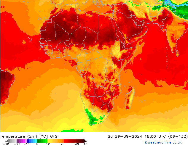 mapa temperatury (2m) GFS nie. 29.09.2024 18 UTC