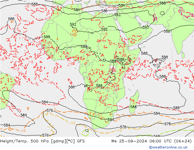 Z500/Rain (+SLP)/Z850 GFS mié 25.09.2024 06 UTC