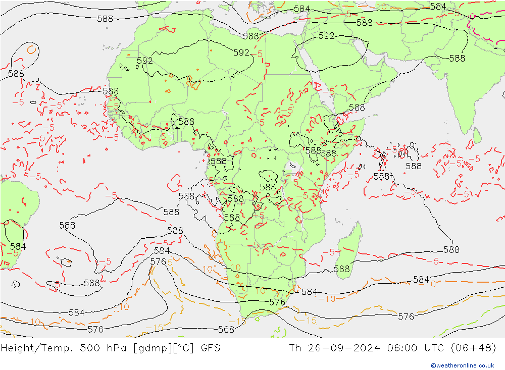 Height/Temp. 500 hPa GFS Th 26.09.2024 06 UTC