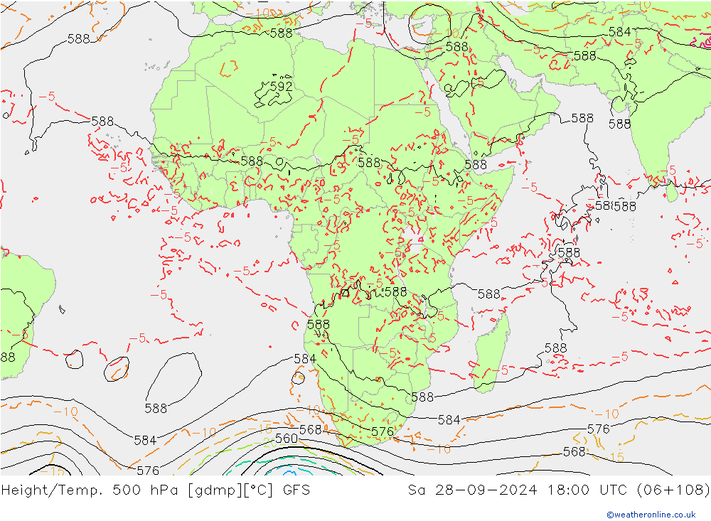 Z500/Rain (+SLP)/Z850 GFS Sa 28.09.2024 18 UTC