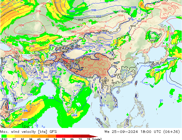 Windböen GFS Mi 25.09.2024 18 UTC