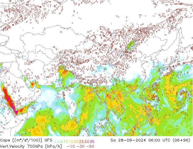 Cape GFS so. 28.09.2024 06 UTC