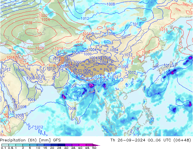 Z500/Rain (+SLP)/Z850 GFS Th 26.09.2024 06 UTC