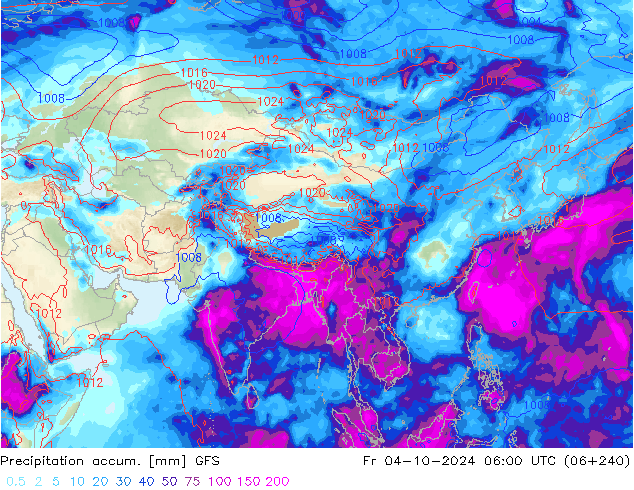 Precipitation accum. GFS ven 04.10.2024 06 UTC