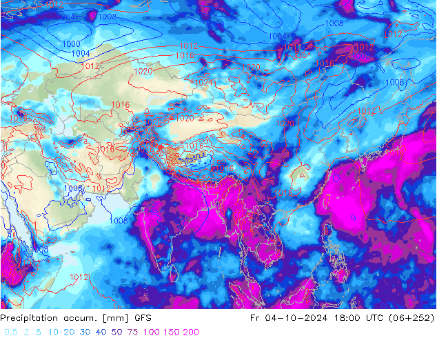 Precipitation accum. GFS Fr 04.10.2024 18 UTC