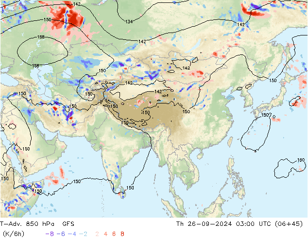 T-Adv. 850 hPa GFS do 26.09.2024 03 UTC