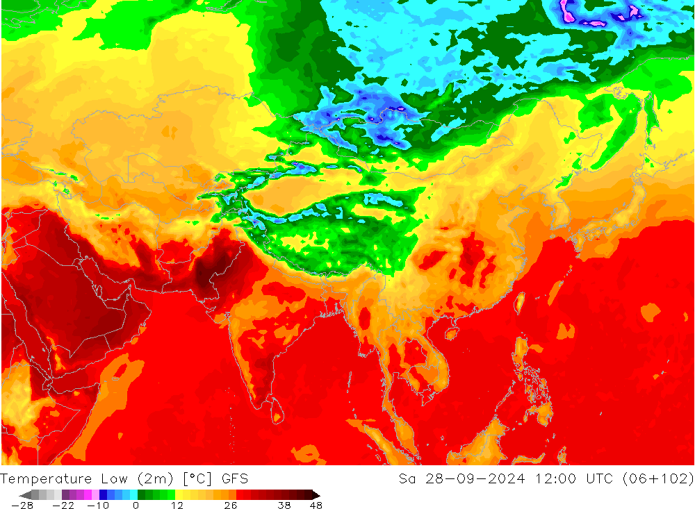 Темпер. мин. (2т) GFS Сентябрь 2024