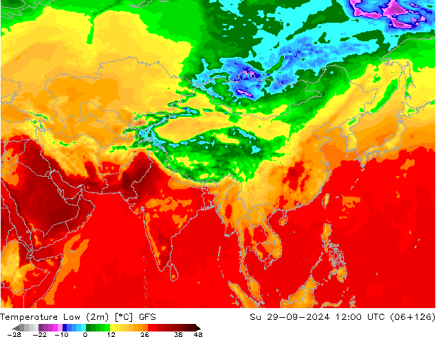 Min.  (2m) GFS  29.09.2024 12 UTC