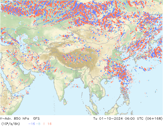 V-Adv. 850 hPa GFS  01.10.2024 06 UTC