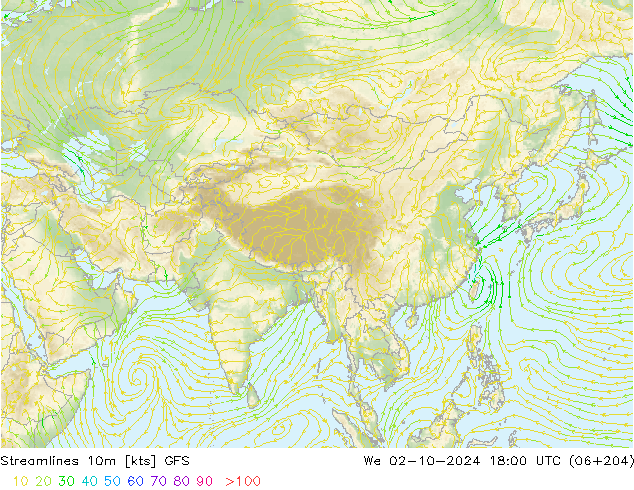 ветер 10m GFS ср 02.10.2024 18 UTC