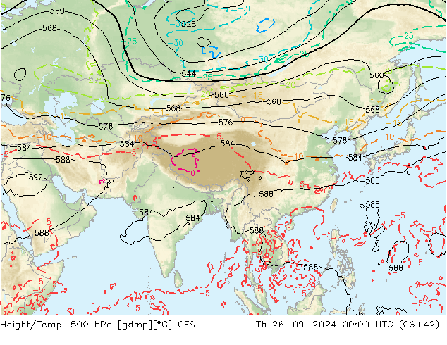 Z500/Rain (+SLP)/Z850 GFS Th 26.09.2024 00 UTC