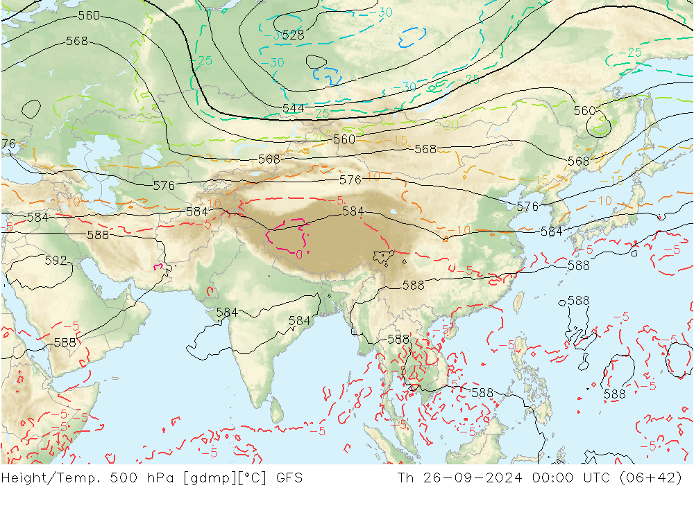 Height/Temp. 500 hPa GFS Th 26.09.2024 00 UTC