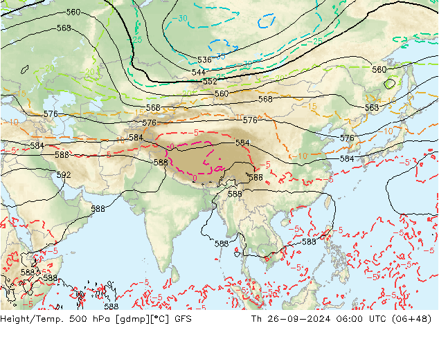 Z500/Rain (+SLP)/Z850 GFS  26.09.2024 06 UTC